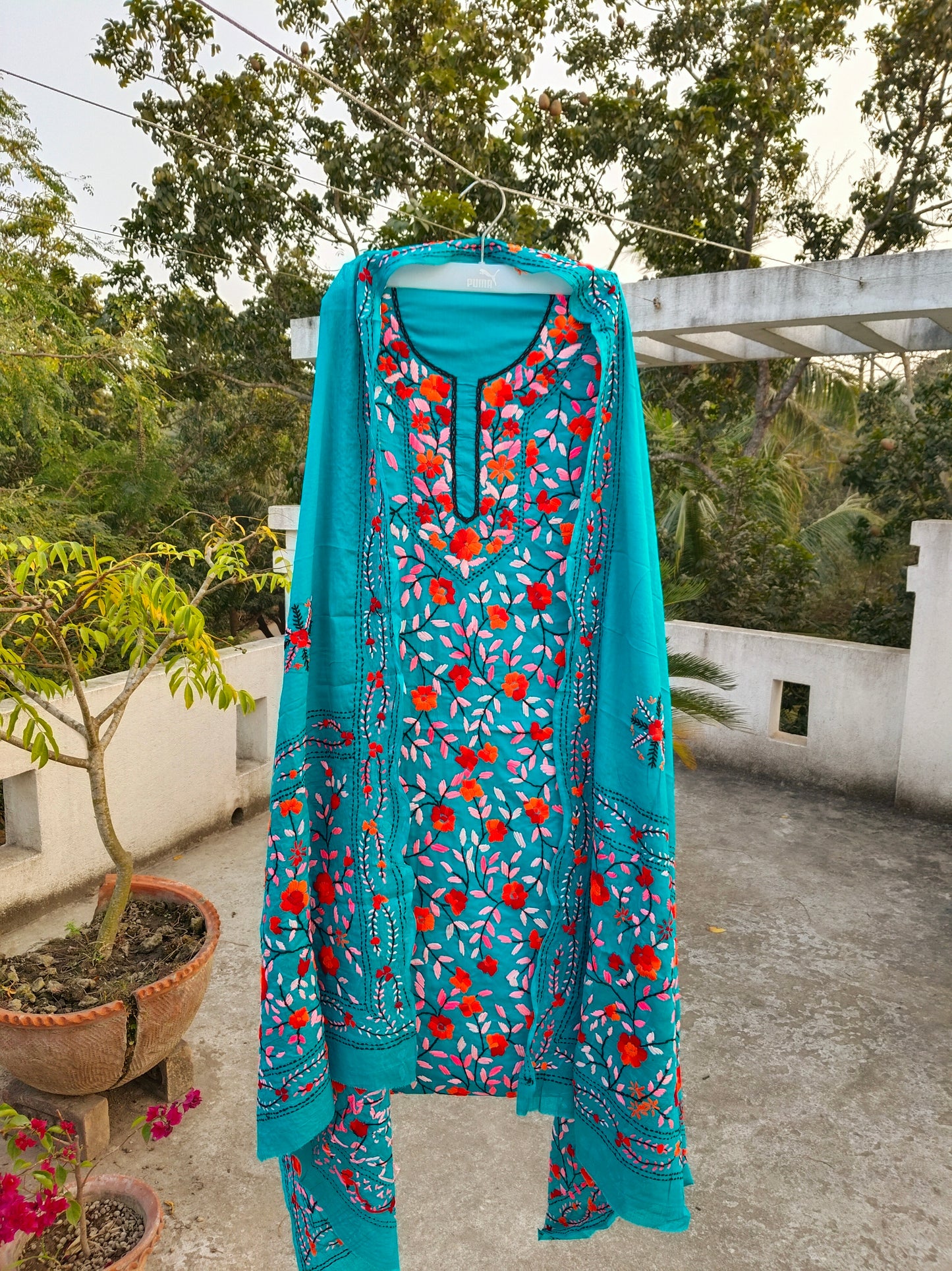 Chikonwala's Exclusive Hand Embroidered Fulkari Dress