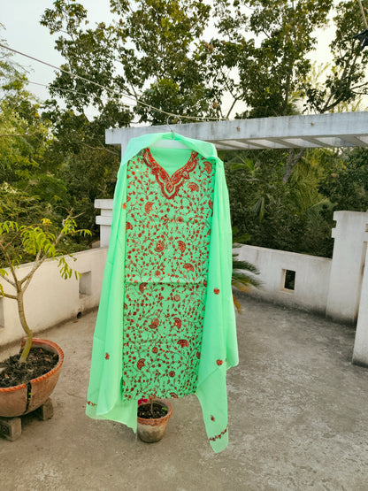Chikonwala's Exclusive Hand Embroidered Kashmiri Dress Material