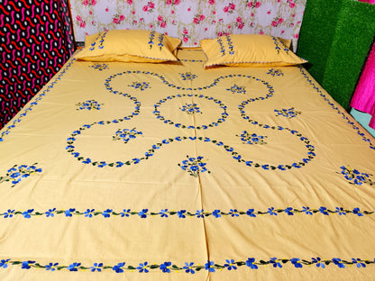 Chikonwala's Hand Embroidered Floral Design Bedsheet