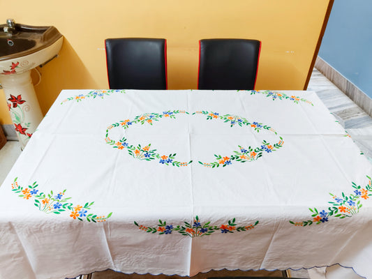 Hand Embroidered Floral Table Cover