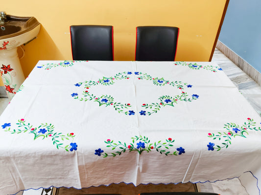 Hand Embroidered Floral Table Cover