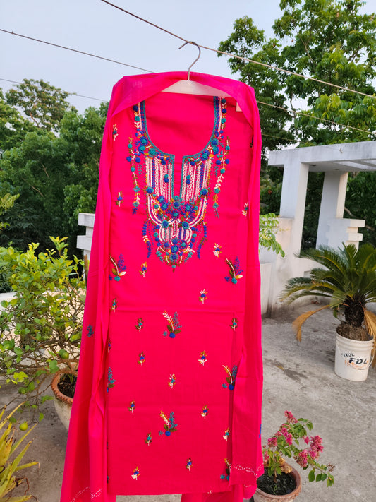 Chikonwala's Exclusive Hand Embroidered Contrast Fulkari Dress