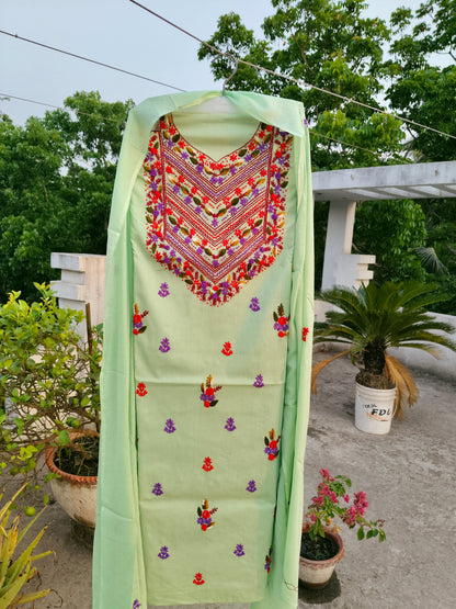 Chikonwala's Exclusive Hand Embroidered Contrast Fulkari Dress