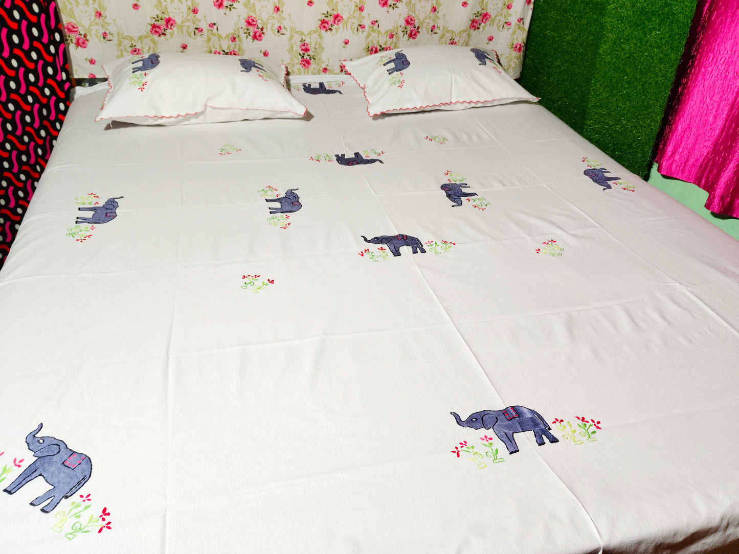 Chikonwala's Hand Embroidered Floral Design Bedsheet