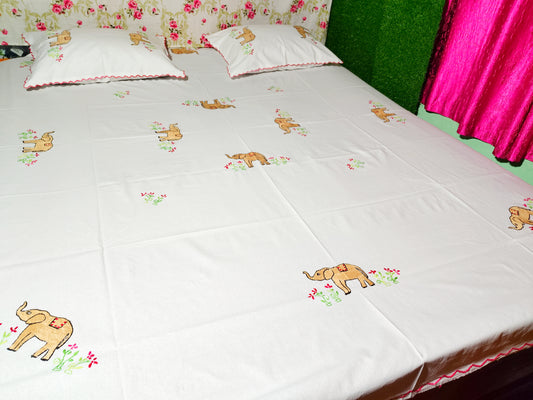 Chikonwala's Hand Embroidered Floral Design Bedsheet