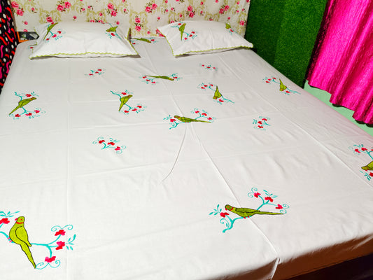 Chikonwala's Hand Embroidered Floral Design Bedsheet