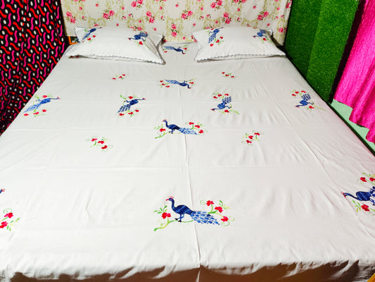 Chikonwala's Hand Embroidered Floral Design Bedsheet
