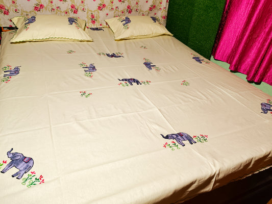 Chikonwala's Hand Embroidered Floral Design Bedsheet