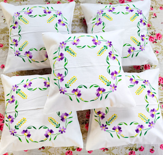 Hand Embroidered Cotton Cushion Covers (Set of 5)