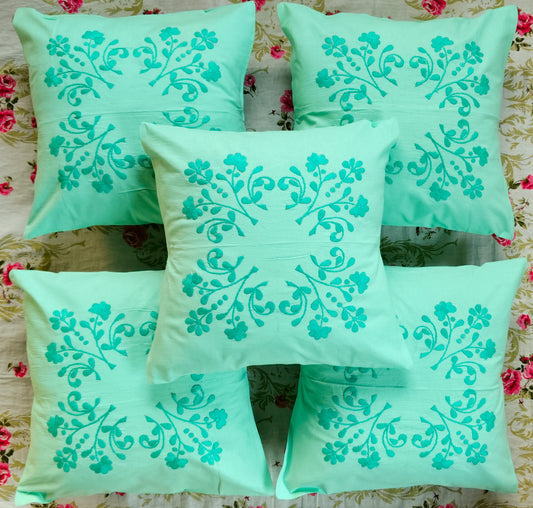 Hand Embroidered Cotton Cushion Covers (Set of 5)