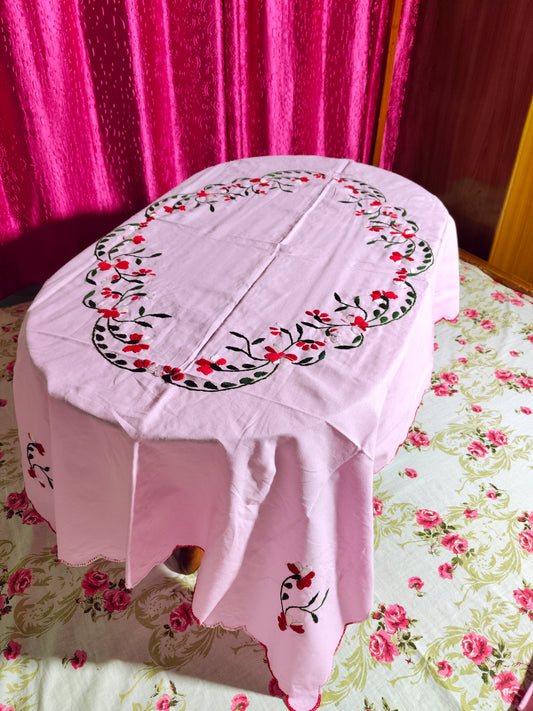 Hand Embroidered Floral Table Cover