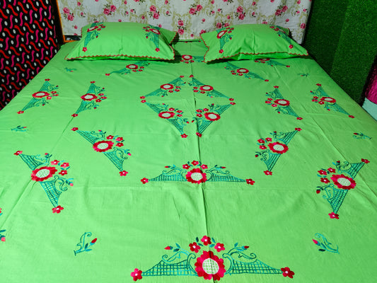 Chikonwala's Hand Embroidered Floral Design Bedsheet