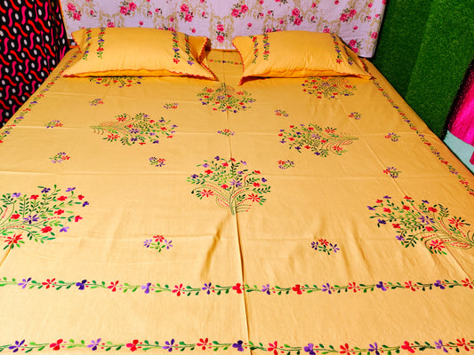 Chikonwala's Hand Embroidered Floral Design Bedsheet