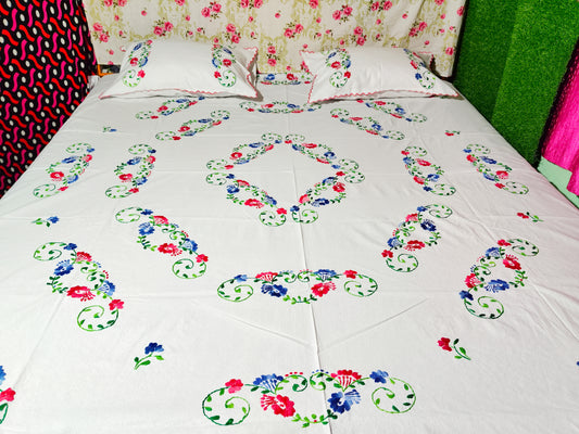 Chikonwala's Hand Embroidered Floral Design Bedsheet