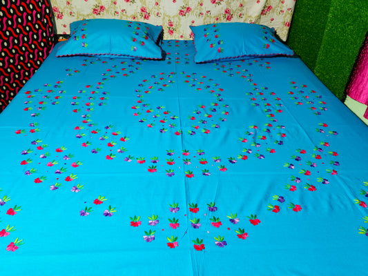 Chikonwala's Hand Embroidered Floral Design Bedsheet
