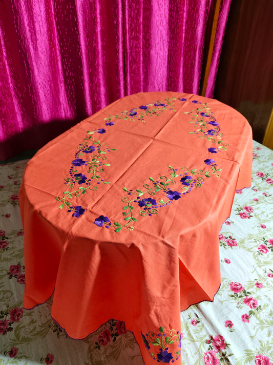 Hand Embroidered Floral Table Cover
