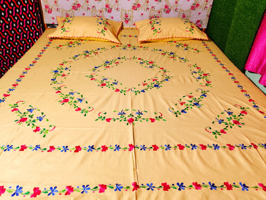 Chikonwala's Hand Embroidered Floral Design Bedsheet