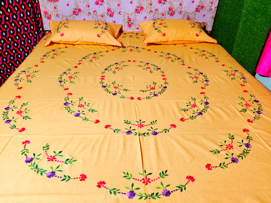 Chikonwala's Hand Embroidered Floral Design Bedsheet