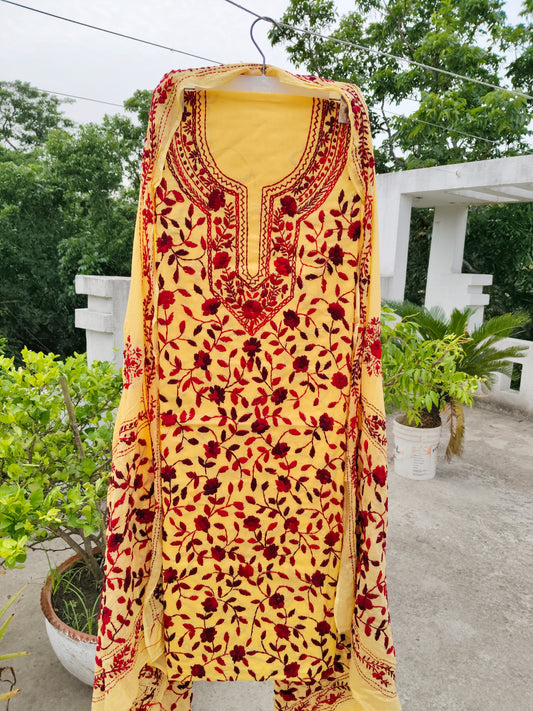 Chikonwala's Exclusive Hand Embroidered Fulkari Dress