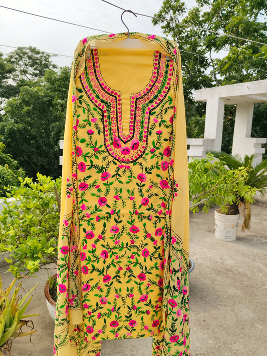 Chikonwala's Exclusive Hand Embroidered Fulkari Dress