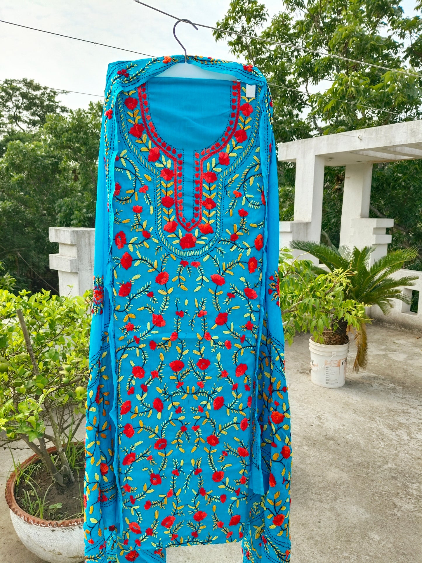 Chikonwala's Exclusive Hand Embroidered Fulkari Dress