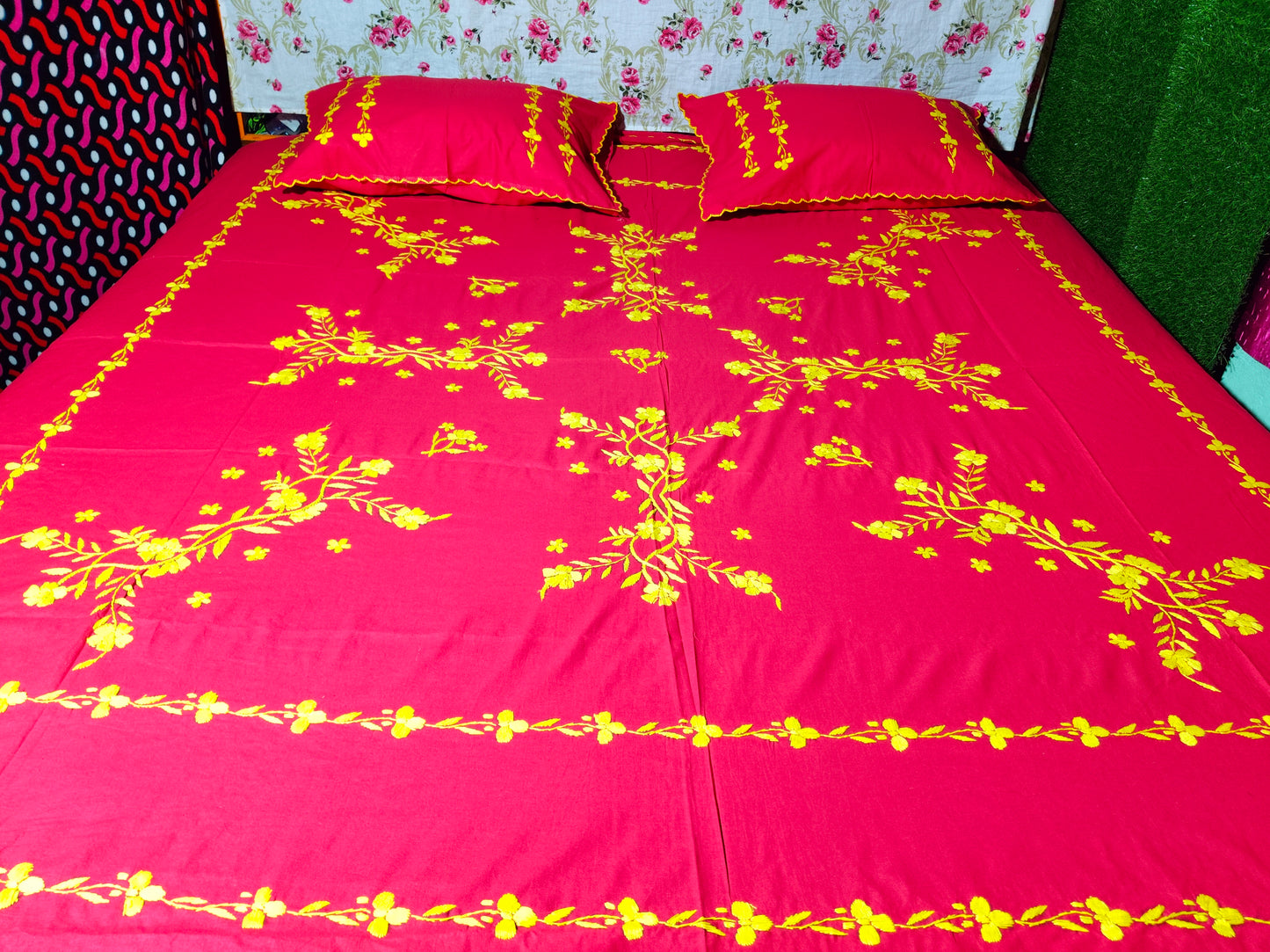 Chikonwala's Hand Embroidered Floral Design Bedsheet