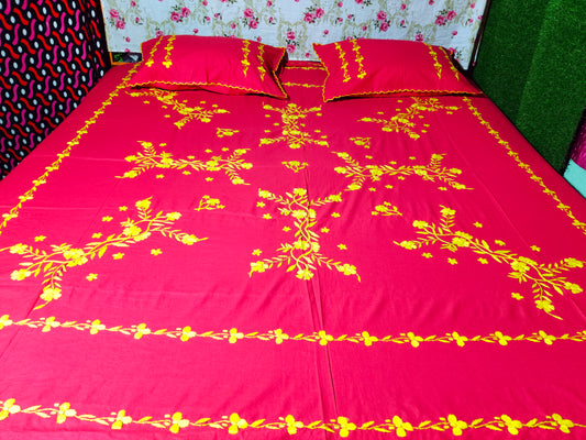 Chikonwala's Hand Embroidered Floral Design Bedsheet