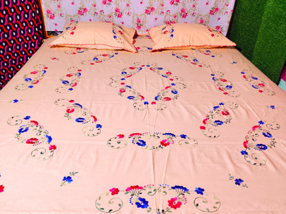 Chikonwala's Hand Embroidered Floral Design Bedsheet