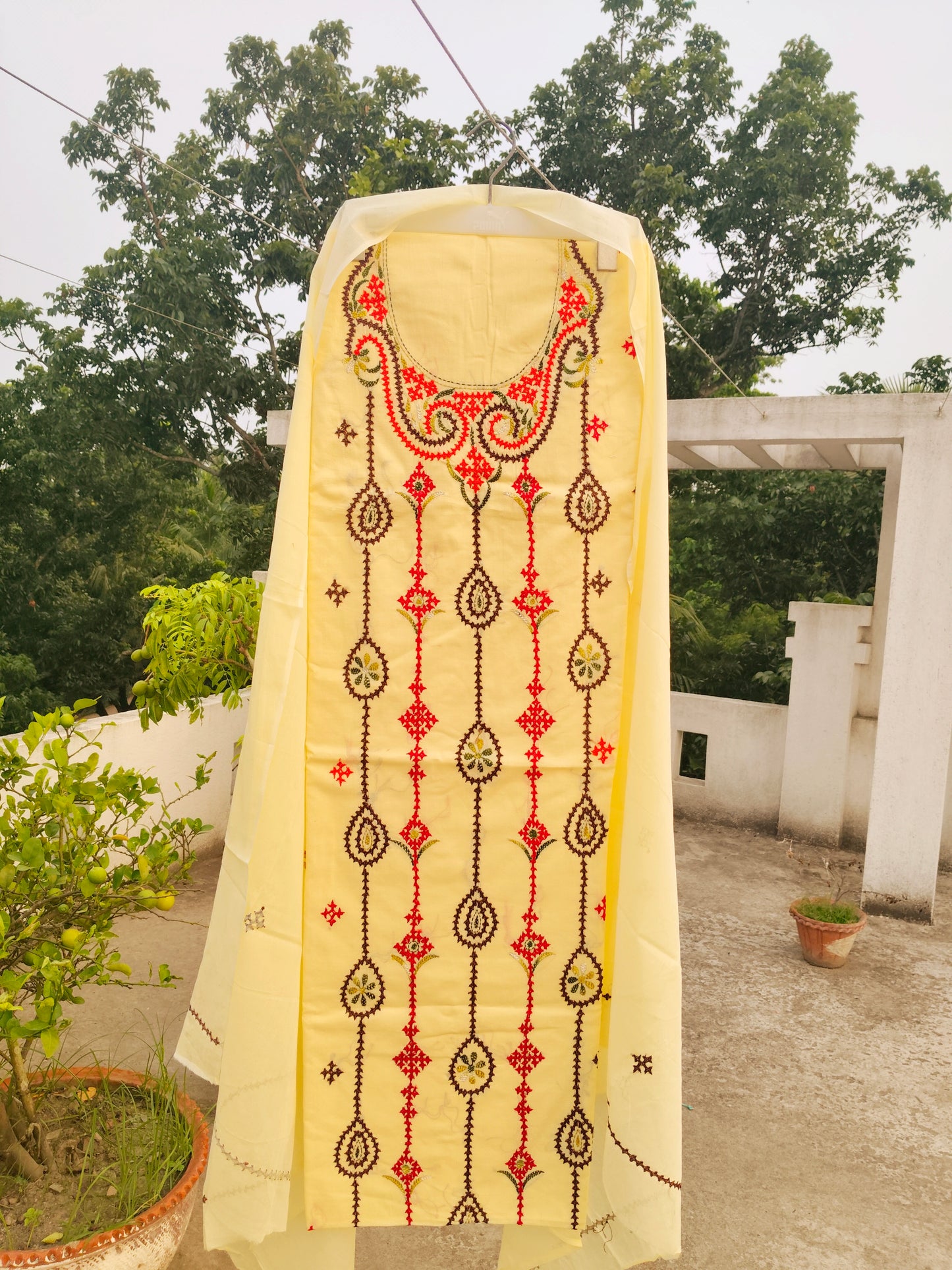 Chikonwala's Exclusive Hand Embroidered Fulkari Dress