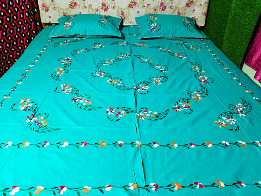 Chikonwala's Hand Embroidered Floral Design Bedsheet