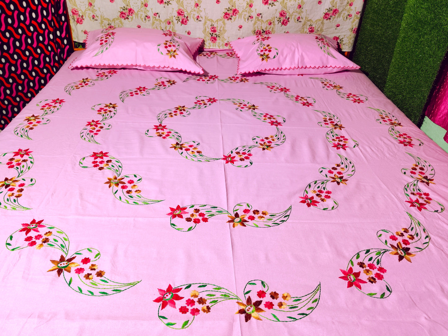 Chikonwala's Hand Embroidered Floral Design Bedsheet