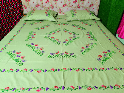Chikonwala's Hand Embroidered Floral Design Bedsheet