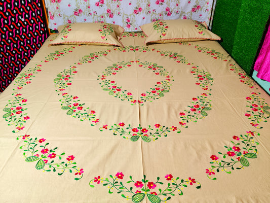 Chikonwala's Hand Embroidered Floral Design Bedsheet