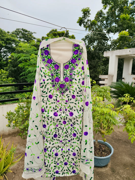 Chikonwala's Exclusive Hand Embroidered Fulkari Dress