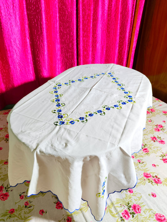 Hand Embroidered Floral Table Cover