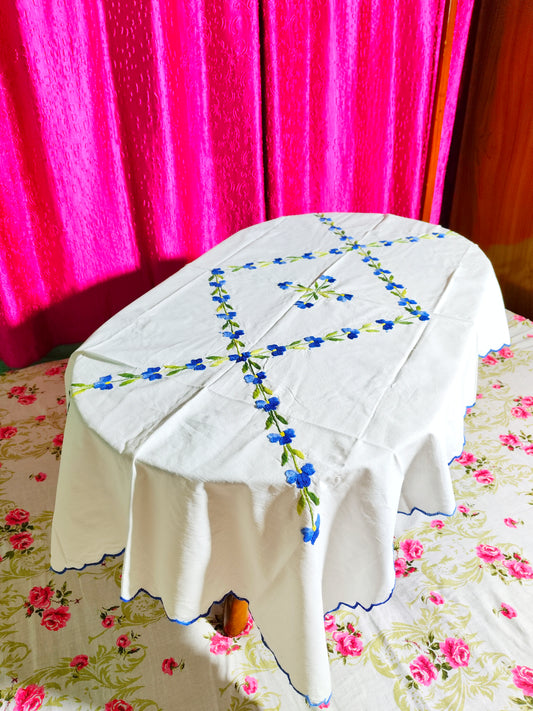 Hand Embroidered Floral Table Cover