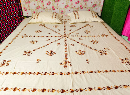 Chikonwala's Hand Embroidered Floral Design Bedsheet