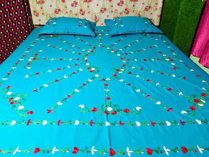 Chikonwala's Hand Embroidered Floral Design Bedsheet