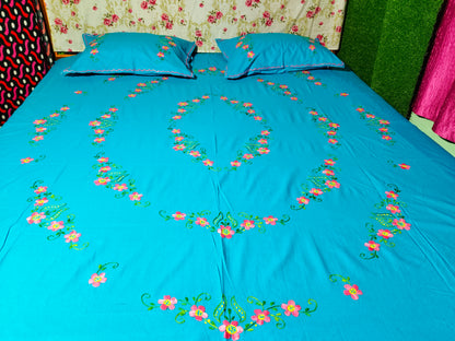 Chikonwala's Hand Embroidered Floral Design Bedsheet