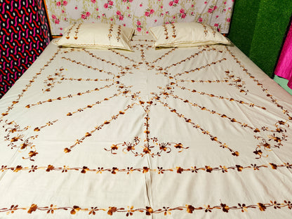 Chikonwala's Hand Embroidered Floral Design Bedsheet