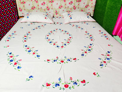 Chikonwala's Hand Embroidered Floral Design Bedsheet