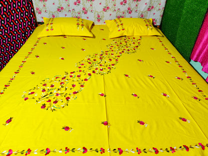 Chikonwala's Hand Embroidered Floral Design Bedsheet