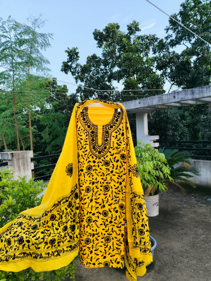 Chikonwala's Exclusive Hand Embroidered Fulkari Dress