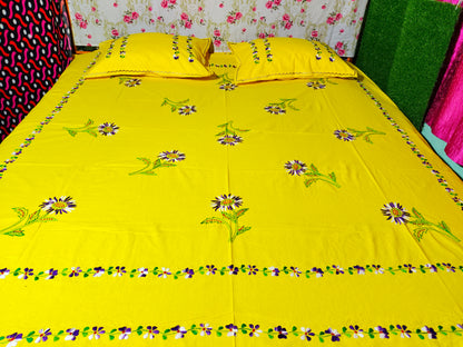 Chikonwala's Hand Embroidered Floral Design Bedsheet