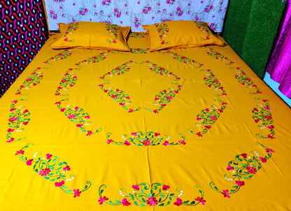 Chikonwala's Hand Embroidered Floral Design Bedsheet