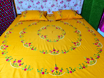 Chikonwala's Hand Embroidered Floral Design Bedsheet