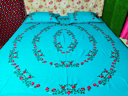 Chikonwala's Hand Embroidered Floral Design Bedsheet
