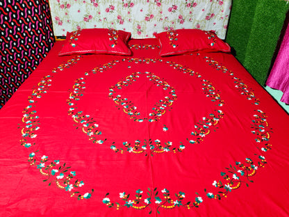 Chikonwala's Hand Embroidered Floral Design Bedsheet