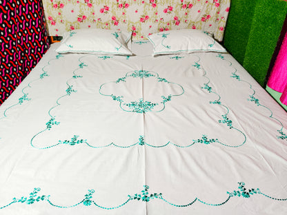 Chikonwala's Hand Embroidered Floral Design Bedsheet