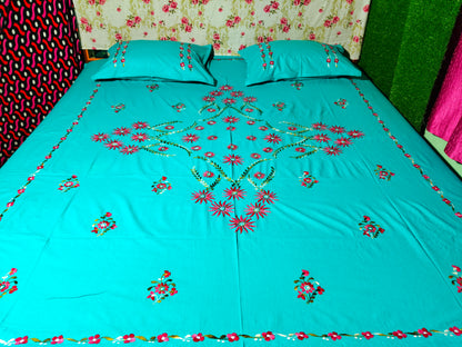 Chikonwala's Hand Embroidered Floral Design Bedsheet
